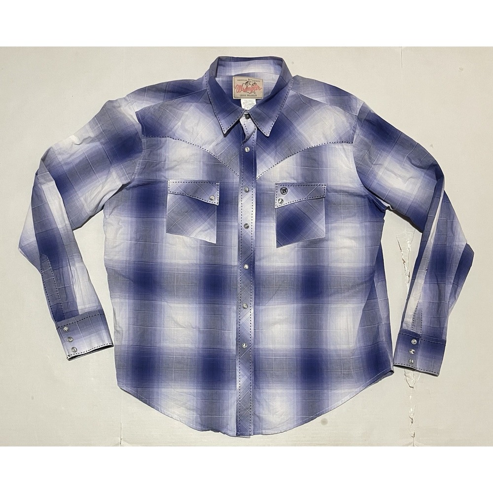 Wrangler Western Cowboys Mens Size XL Long Sleeve Pearl Snap‎ Shirt Plaid